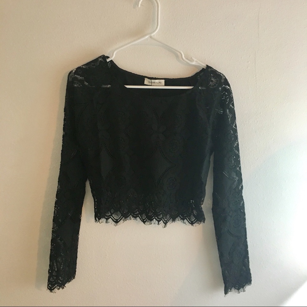 Black Lace Crop Top